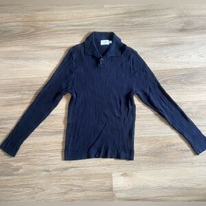 Topman long sleeve blue ribbed top